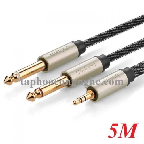 Ugreen 10619 5M màu Đen Cáp âm thanh 2 đầu 6.5mm dương sang 3.5mm dương AV126 30010619
